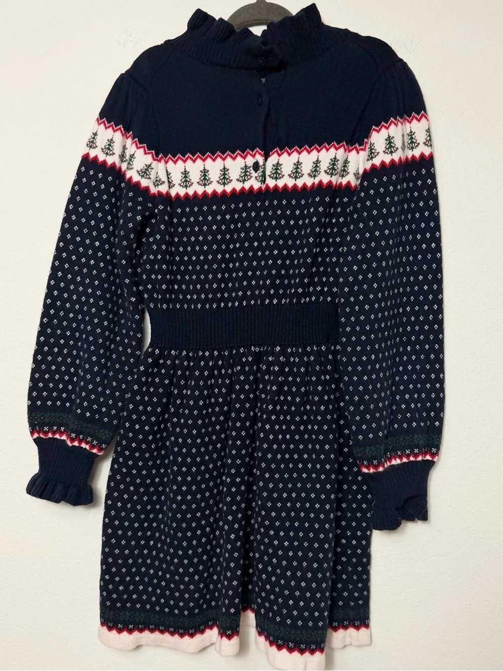 Janie and Jack Festive Fair Isle Holiday Dress Navy Girls Size 6